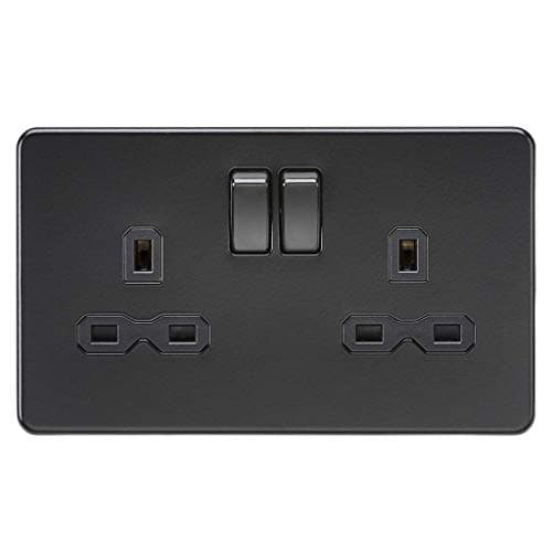 Image of Knightsbridge 13A 2G DP switched socket - matt black with black insert, SFR9000MBB