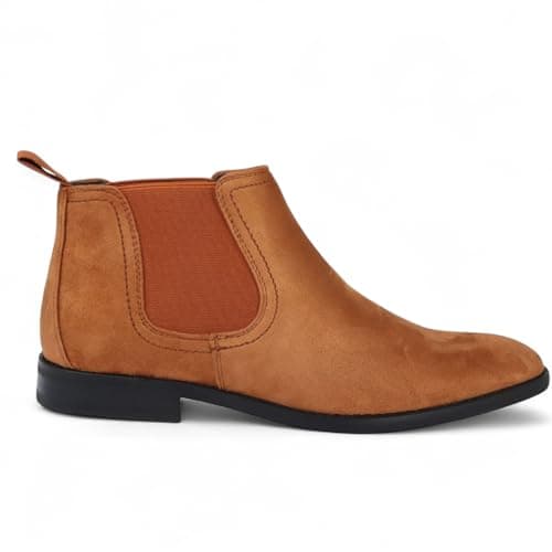 Image of Dolcetto Men's Tan Suede Chelsea Boots Real Leather Lined Slip-On