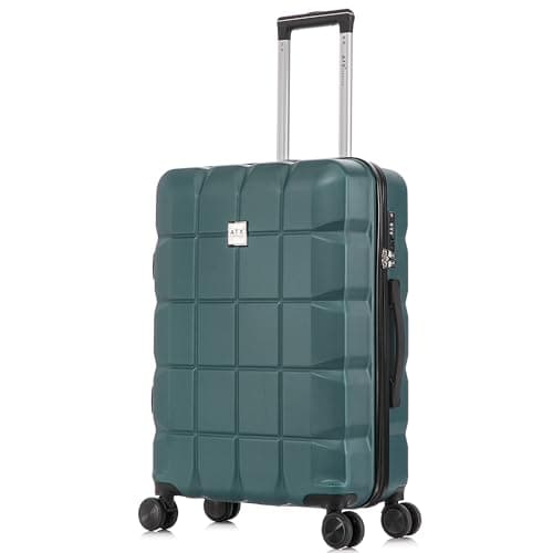 Image of ATX Luggage Medium Suitcase on 4 Dual Spinner Wheels Super Lightweight ABS Hard Shell Hold Check in with Built-in TSA Lock (Forest Green, 65Liter)