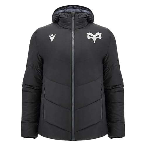 Image of Macron Ospreys Rugby 2025/26 Adults Padded Bomber Jacket Black (UK, Alpha, S, Regular, Regular)