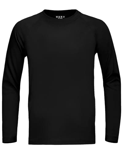 Image of WISMBOX Boys Long Sleeve Rash Vest, Quick Dry UPF 50+ UV Protection, Kids Youth Swimming Top Water Shirts for Pool Surfing Black