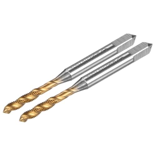 Image of M METERXITY 2-Pack M3x0.5mm Metric Spiral Flute Thread Tap, HSS Titanium Coated Right Hand Threading Tap Screw for Drilling/Milling Machines/CNC Machine Tools, Tapping Tool