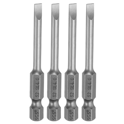 Image of sourcing map 4pcs SL4 Slotted Screwdriver Bits 4mm Slotted Tip 1/4" Hex Shank 65mm (2.56") Long Magnetic Flat Head S2 Steel Screw Driver Drill Bits Industrial Power Screwdriver Bit