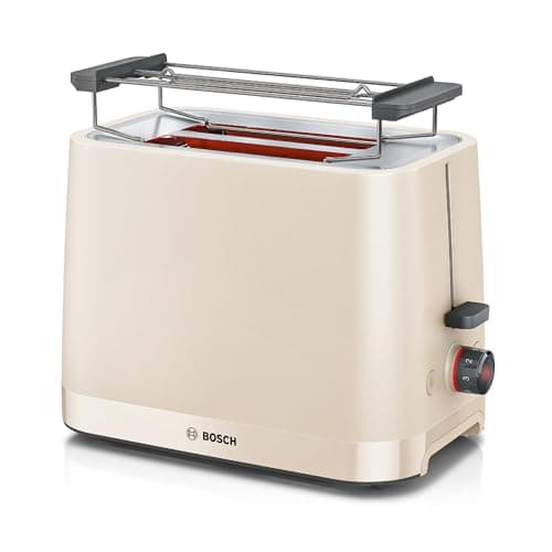 Image of Bosch MyMoment Infuse TAT3M127GB - Compact 2-Slice Toaster with Reheat/Defrost, Foldable Bun Warmer, Auto Shut-Off, High Lift and Crumb Tray, in Cream