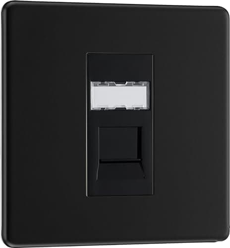 Image of BG Electrical Screwless Flat Plate Single RG45 Telephone Socket, Matt Black
