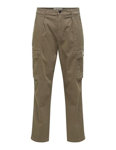 Image of ONLY & SONS Men's Onswills 0341 Tapered Cargo Pant, Falcon, 31 W/34 L