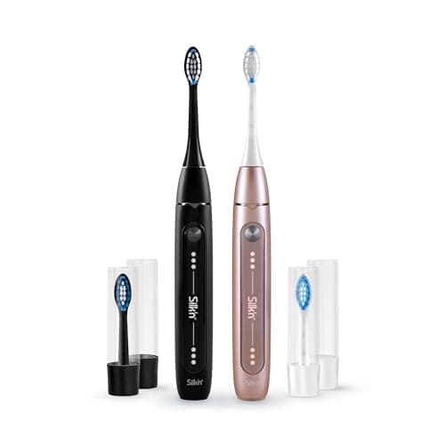 Image of Silk'n Sonic Electric Toothbrush Bundle - SonicYou - Up to 300 Days of Autonomy - Suitable for Sensitive Teeth - 2 Pieces with 2 Brush Heads - Giftset Black and Rosegold