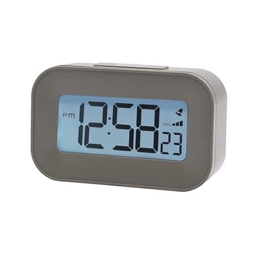 Image of Acctim Kyle Digital Alarm Clock, Desk Clock, LCD Digital Display with White Backlight, Snooze Function, Volume Control (Jeep Grey)