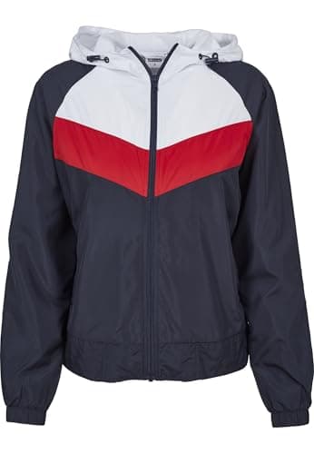 Image of Urban Classics Women's Ladies 3-Tone Windbreaker Jacket, Multicolour (Navy/White/Fire Red 01243), M