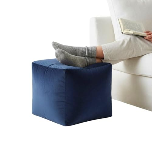 Image of Kosiproducts Pouffe Footstool Velvet Bean bag Ottoman Cube Pouf Chair Pouffe for living room Polystyrene Beads Filled [Navy Blue, 30cmx30cmx30cm]