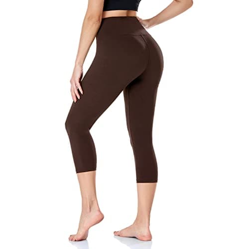 Image of ACTINPUT Capri Leggings for Women High Waisted Tummy Control 3/4 Length Leggings Sports Workout Gym Running Yoga Pants(1pc Coffee,S-M)