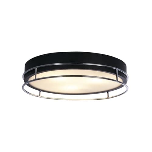 Image of Searchlight Phoenix 3 Light Flush Black, Chrome, Frosted Glass