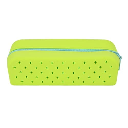 Image of Milan Pacific Star Pattern Pencil Case, Pink Zipper Pouch with Decorative Stars, 3 Surprise Snap On Charms, for School Supplies, Makeup, Arts and Crafts, Beach Essentials (Green)