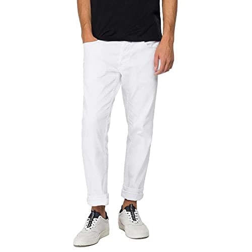 Image of Replay Herren Jeans Anbass Slim-Fit, Optical White 001 (Weiß), 27W / 32L