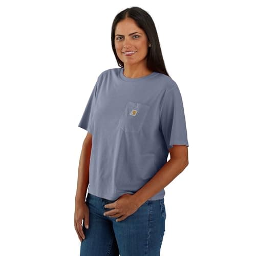 Image of Carhartt Women's Tencel Fiber Series Loose Fit Short-Sleeve Pocket T-Shirt (Also Available in Plus Sizes), Wisteria, XL