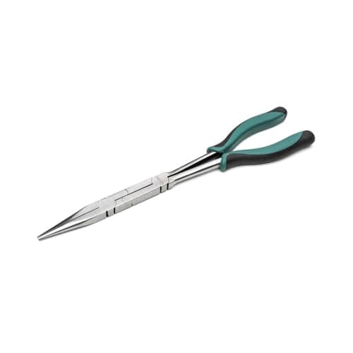 Image of SATA ST70711ST Double X-Pliers with Straight Long-Nose Jaws and Anti-Slip Handles, for Added Reach in Tight Spaces, Green