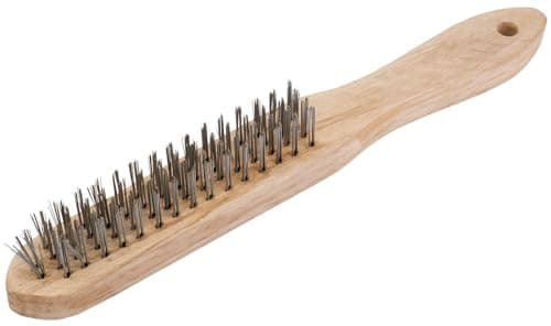 Image of Draper Redline 4 Row Wire Scratch Brush | 290mm Rust Removal Tool | Wooden Handle | Paint Removal | Cleaning Hand Tools | 68723