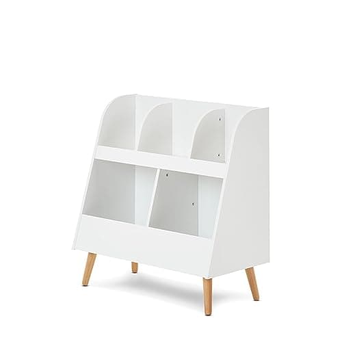 Image of Obaby Maya Toy Storage – White with Natural Wooden Accents, Open Nursery Storage Box