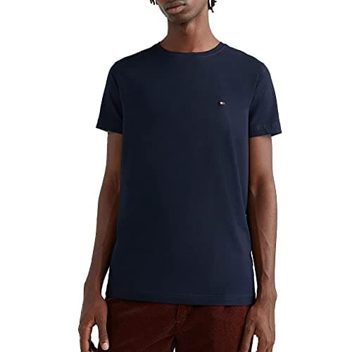 Image of Tommy Hilfiger Men’s Short Sleeve Core Stretch Slim Fit T-Shirt, Blue (Desert Sky), XL