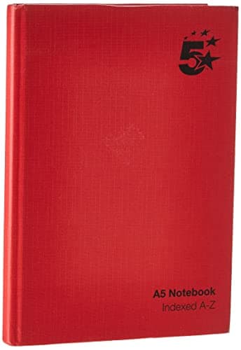 Image of 5 Star Manuscript Book Casebound 70gsm Ruled and Indexed 192 Pages A5 [Pack of 5]