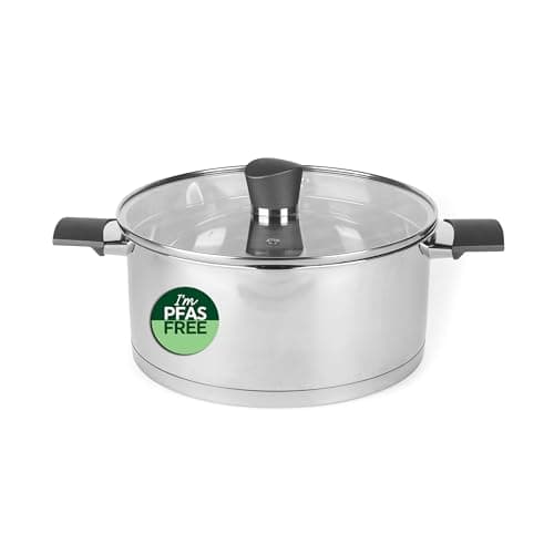 Image of Russell Hobbs RH01168EU7 Excellence 24 cm Stockpot – Stainless Steel Cooking Pot, Glass Lid, Induction Suitable, Pouring Lip, Mirror Polished, PFOA-Free, 4.8L Capacity, Ideal for Soups and Stews