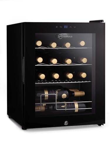 Image of Subcold Viva16 LED – Table-Top Wine Fridge Black | 3-18°C | Wine Cooler | LED + Lock & Key | Glass Door Drinks Cellar | Single-Zone (16 Bottle)