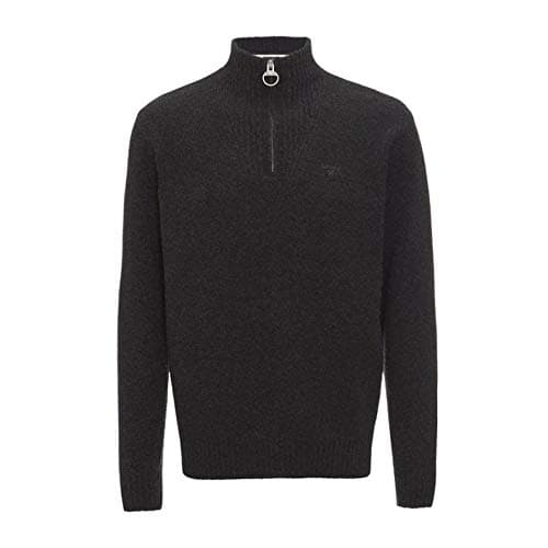 Image of Barbour Men's Essential Lambswool Half Zip Jumper - Charcoal Grey (XL)