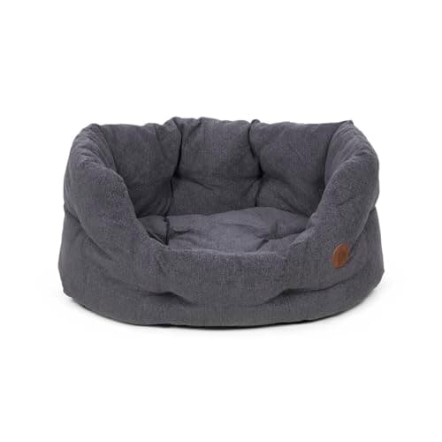 Image of Petface Slate Grey Oval Dog Bed with Reversible Cushion, Machine Washable, X-Large (Pack of 1)