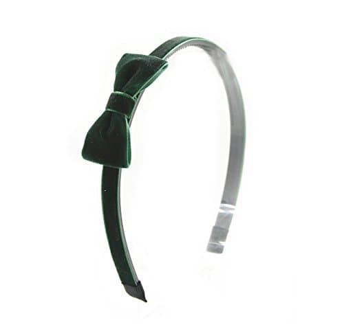 Image of PrettyBoutique Velvet Bow Girls Alice Headband Hair Band (Dark Green)