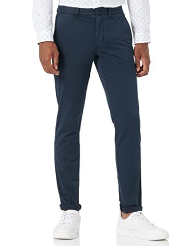 Image of Tommy Hilfiger Men Bleecker TH Flex Satin GMD Trousers Chino, Blue (Desert Sky), 33W / 29L