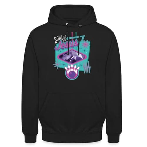 Image of Spreadshirt The Big Lebowski - Bowling With Jesus Unisex Hoodie, 4XL, black