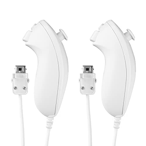 Image of Aukuoy 2 Pack Nunchuck Controllers for Wii, Remote Nunchuk Jostick Game Controller Compatible with Nintendo Wii & Wii U Video Game Gamepads