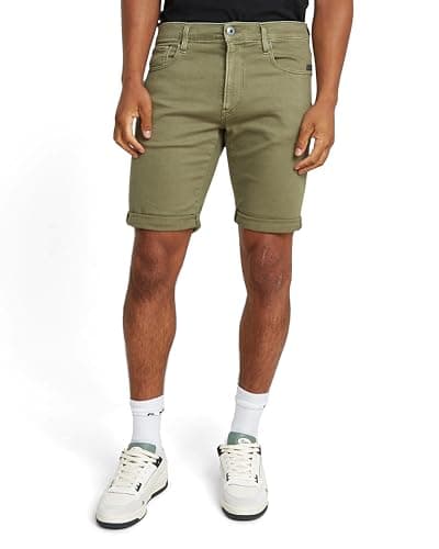 Image of G-STAR 3301 Slim Denim Shorts Shorts Men's , Green (Faded Shamrock Gd D10481-c258-g567) , 38W