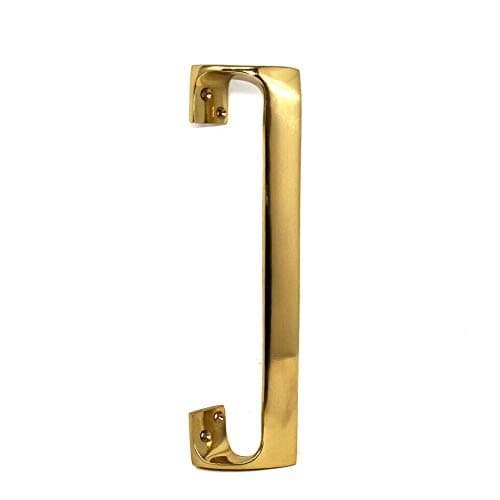 Image of 9" 225mm Solid Polished Lacquered Brass Pull Door Handle Oval Grip Traditional