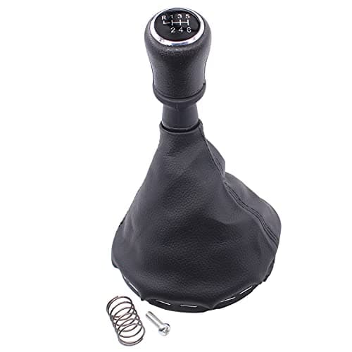 Image of HouYeen Gear Shift Knob 6 Speed Shifter Stick with Gaitor Gaiter Boot Cover for V-W Transporter T5 T5.1 2003-2011 Black