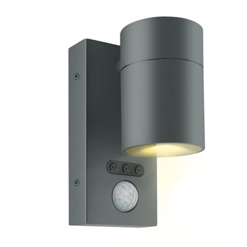Image of Kerry Outside Wall Lights with Sensor, IP65 Waterproof Downward Outdoor Lighting, External PIR Wall Mount Security Downlight, Anthracite Grey Stainless Steel Exterior Light Mains Powered (Bulb Excl.)