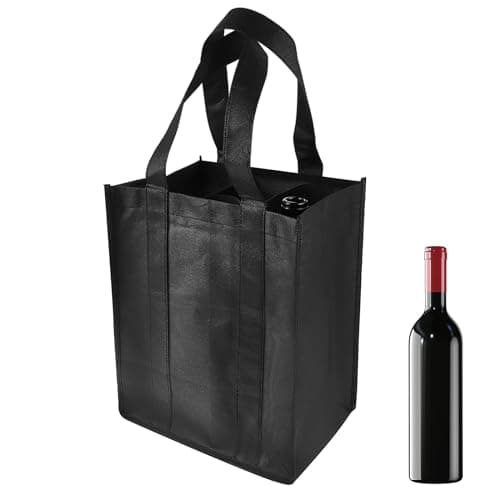 Image of TIESOME 6-Bottle Wine Carrier Tote - Reusable Non-Woven Travel Bottle Holder for Camping, Picnics and Wine Lovers