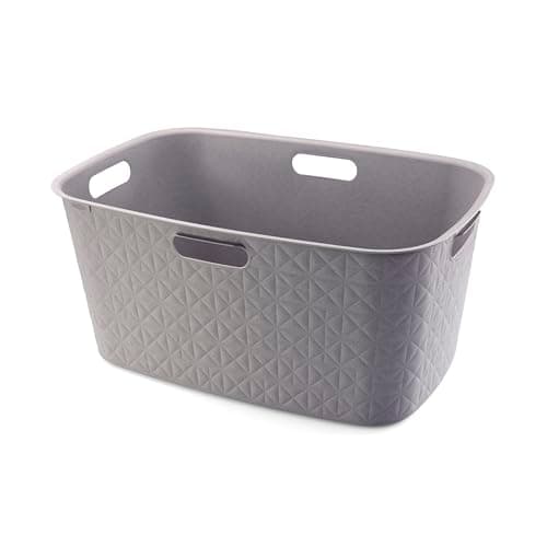 Image of Curver Softex 45L Laundry Basket, 70 percent Recycled Material, Durable, Lightweight, Taupe