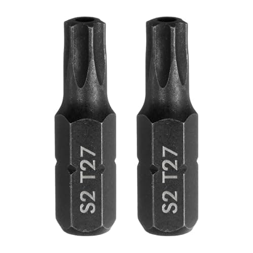 Image of sourcing map 2pcs T27 Torx Screwdriver Bit 1/4" Hex Shank 25mm/1" Length S2 Steel Star 6 Point Head Hex Security Screw Driver Bits with Hole for Impact Electric Screw Driver Power Tools, Black