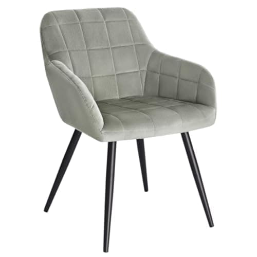 Image of WOLTU Dining Chairs 1 pcs, Wide Padded Chairs with Back, for Living Room/Bedroom/Kitchen, Upholstered Velvet Seat, Black Metal Legs, Grey
