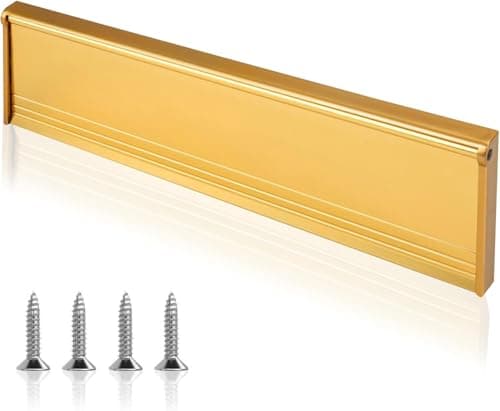 Image of Internal Letterbox Draught Excluder, 11.5 Inch (29.2cm) Metal Letter Box Cover Flap Plate Seal Adjustable Chrome Replacement Letter Box for Wood or uPVC Doors, Composite, Front Doors (Gold)