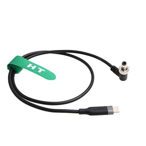 Image of HangTon 12V PD USB C Power Cable for Atomos Ninja V, SmallHD 702 Touch, Video Devices PIX-E7 Monitor Locking DC Right Angle 20"