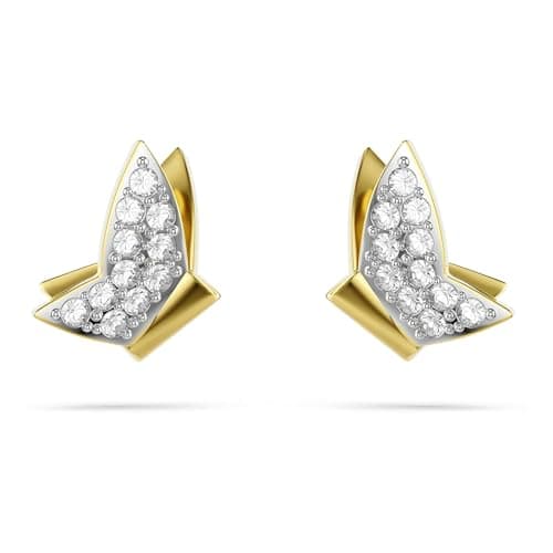 Image of Swarovski Idyllia Lilia Stud Earrings, Butterfly Motif with Clear Pavé Crystals in a Gold-Tone Finished Setting, Part of the Swarovski Idyllia Collection