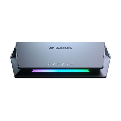Image of D-Link DMS-106XT 6-Port Multi-Gigabit Unmanaged Switch, 2.5 Gigabit Ethernet 5 Ports Switch, 10 Gigabit Uplink, RGB Lighting, Aluminium Alloy Case, Fanless