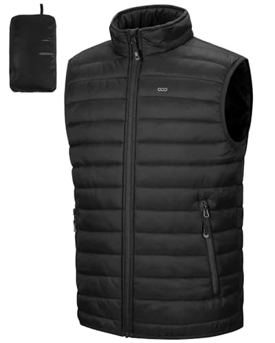 Image of 33,000ft Men's Lightweight Gilet, Packable Quilted Puffer Padded Vest Outerwear, Body Warmer Windproof Sleeveless Jacket for Golf Running Hiking Horse Riding Black XL