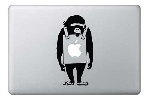 Image of Banksy Monkey MacBook 13, 15, 17 inch Air 11 13 Decal Stickers Sticker Black Art for Apple Laptop