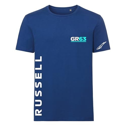 Image of Childrens Studio 24 T SHIRT Signature Collection George Russell 63 T-SHIRT Racing Tee Free UK Shipping (11-13 Years, Royal Blue)