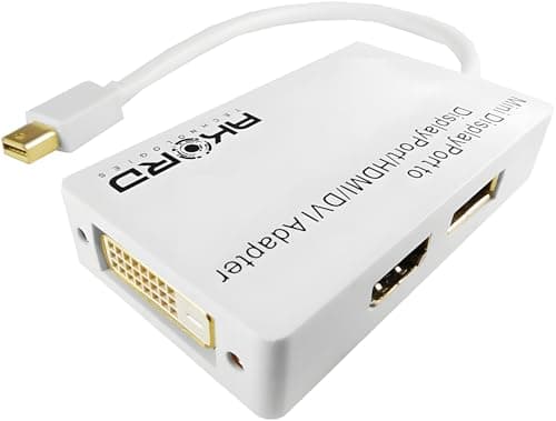 Image of AKORD 3-in-1 Mini DisplayPort/Thunderbolt to HDMI, DVI or DisplayPort Adapter – Laptop & PC Display Converter (White)