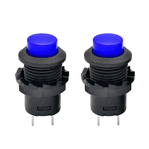 Image of fuchswerk 2 x Push Button Round Button 12 mm DIY Pressure Switch AC 1.5 A/230 V 12 V Non-Momentary Button Switch Blue