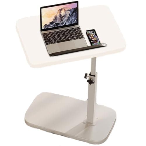 Image of BSTMOME TV Tray Table, Adjustable Height & 90° Flip-Over Panel Design, Sofa Arm End Couch Side Table for Eating Laptop Couch Bed Dinner or Small Spaces (White)